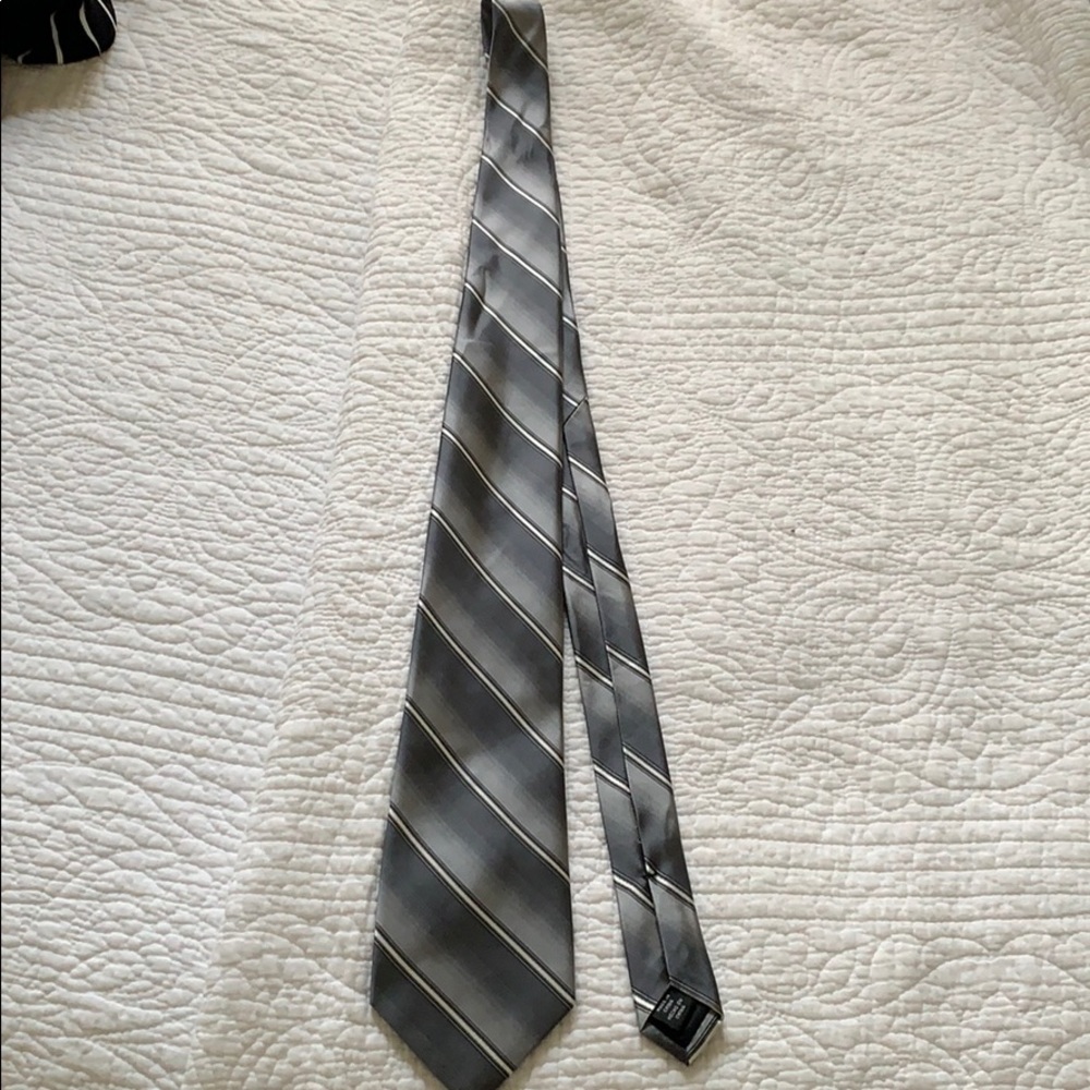 Long gray and silver tie